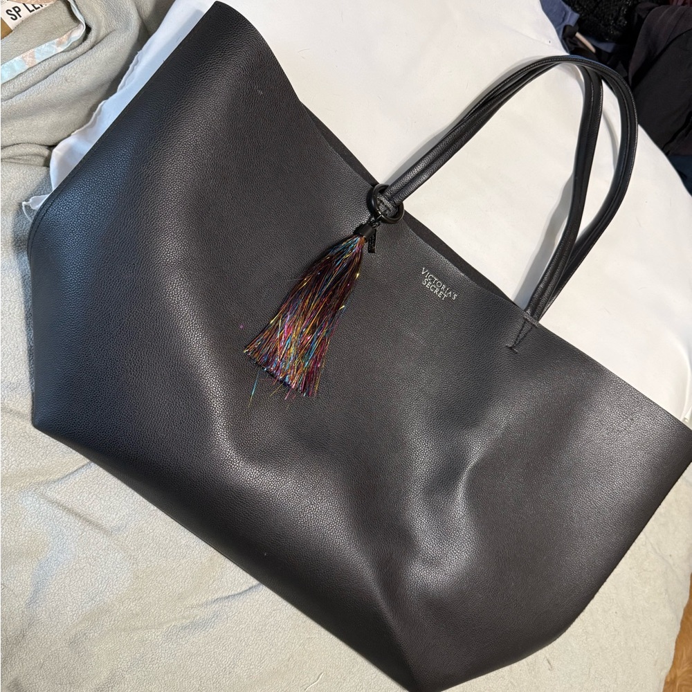 Victoria's Secret Black Tote with Elegant Tassel